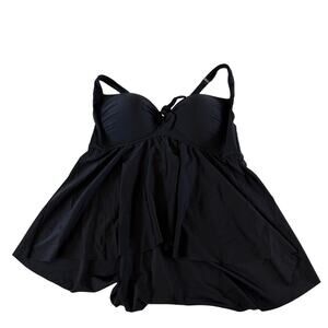 Torrid Black Tie Plus Size 3X D/DD Tankini Top Bathing Suit Swim